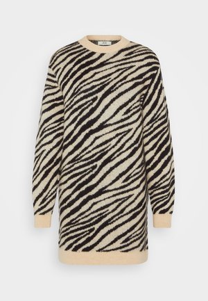 JDY JDYOLLI JACQUARD DRESS - Gebreide jurk - tapioca/black