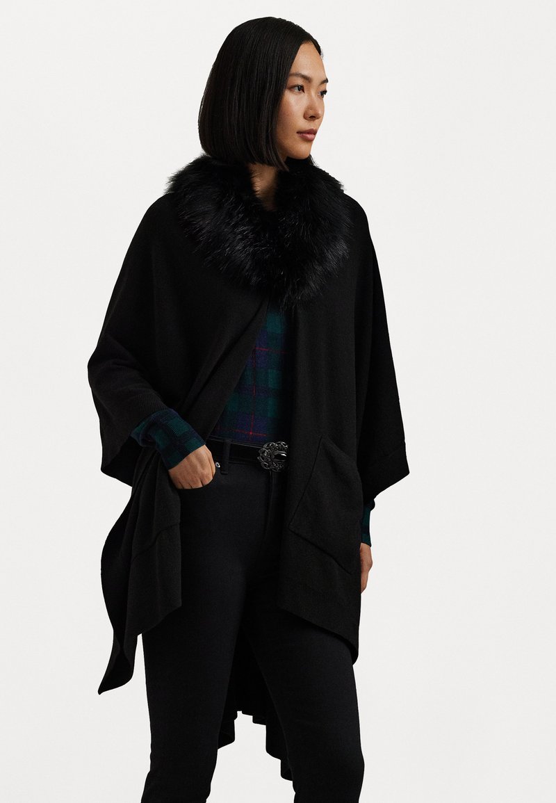 Vanilla Faux Fur Trim Knit Cape main image 0