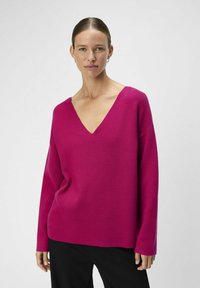 Object OBJREYNARD V-NECK PULLOVER FAIR - Strickpullover - sangria