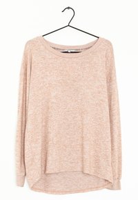 Top a manica lunga melange rosa chiaro con vestibilità over, scollatura ampia e spalle basse, caratterizzato da polsini a costine e orlo arrotondato.