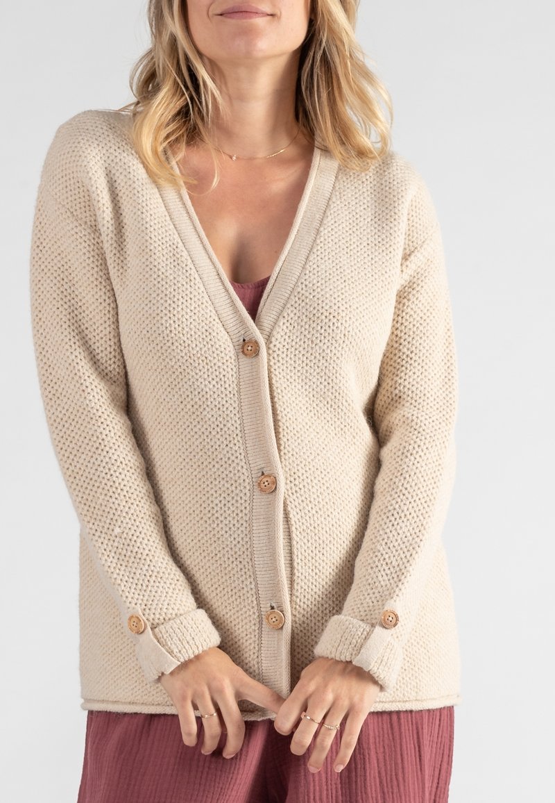 Cache Coeur MATERNITY AND NURSING WITH FRENCH OLIVE TREE BUTTONS - Gilet - beige