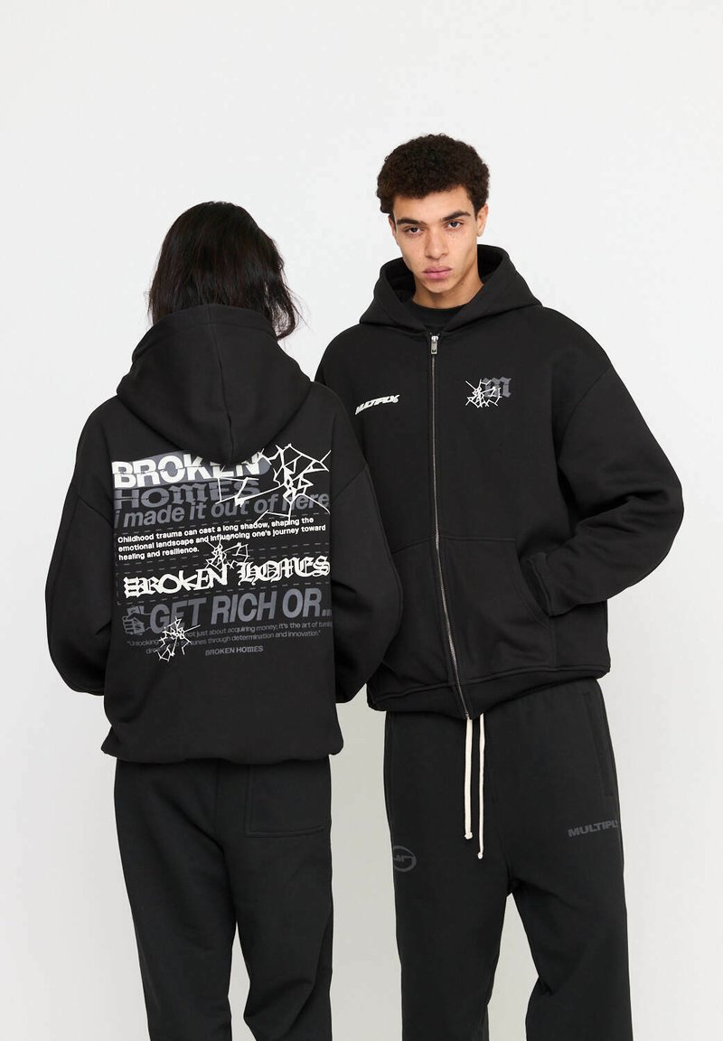 Multiply Apparel CUSTODY - Bluză de molton cu fermoar - black soda washed
