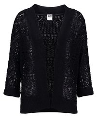 Cardigan noir ouvert devant en crochet avec manches longues et bord côte, étiqueté Vero Moda.