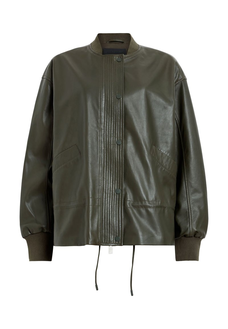 AllSaints Leren jas donkergroen