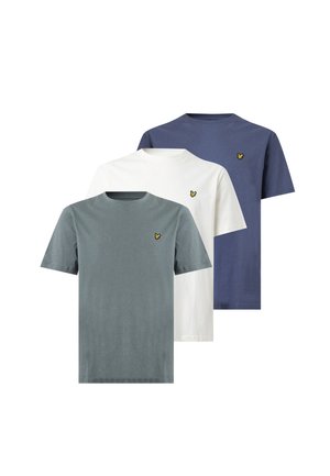 Lyle & Scott, LIGHTWEIGHT PLAIN 3 PACK - Обикновена тениска - chalk/cool indigo/green mercurial