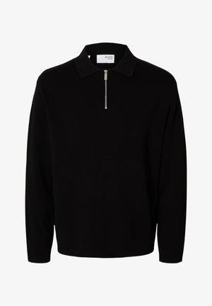Selected, Half Zip - Strickpullover - black