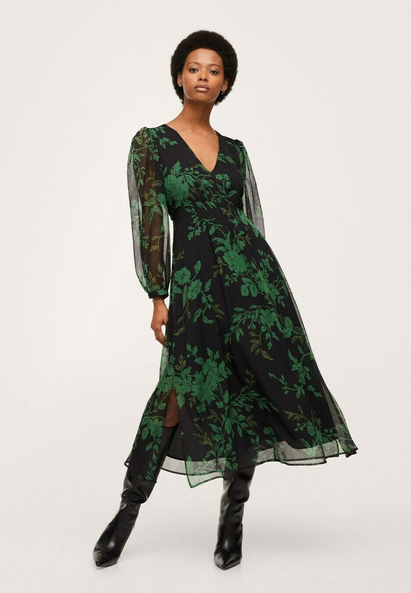 Chemise Mango Mango Robe Longue Fleurie Print Robe Longue Mango