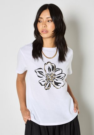 FOIL FLOWER GRAPHIC - Print T-shirt - white