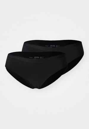 Sorte bomullsboxer med en sømløs design, med en mid-rise midjebånd og glatt tekstur. To par vises sammen.