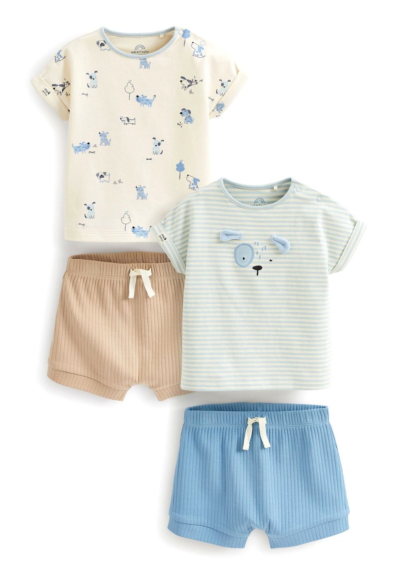 Next 4 PIECE BABY TSHIRTS AND SHORTS SET Shorts blue dog/blå