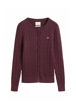 GANT, CABLE CARDIGAN - Strickjacke - darkened wine