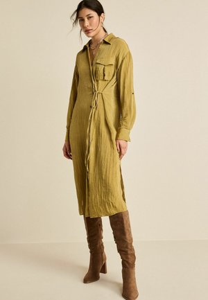 TIE FRONT LONG SLEEVE TEXTURED UTILITY - REGULAR FIT - Blusenkleid - olive green