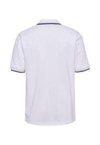 Witte polo shirt van katoen, met een klassieke kraag en een contrasterende donkere streep langs de kraag en mouwen.