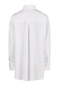 Weißes Langarmshirt mit klassischem Kragen, Rückenfalte für zusätzliche Bewegungsfreiheit und geknöpften Manschetten. Glatter, weicher Stoff.