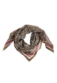 Foulard Carré Imprimé Femme Grain De Malice - 90x90 Cm, Soie Légère, Fond Rouge - Matière 100% Recyclée