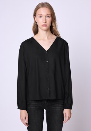 V-NECK  MIT KNÖPFEN - Blusa - schwarz