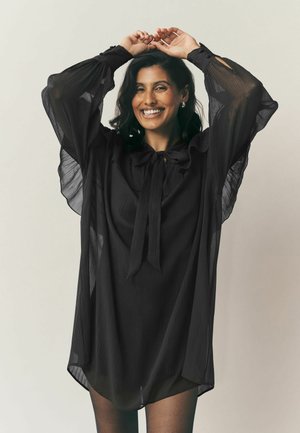 BITTER MINI RUFFLE PUSSYBOW - Kasdienė suknelė - brown