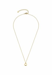 Collana in oro con pendente circolare, caratterizzata da un design delicato e lunghezza regolabile con chiusura a gancio.