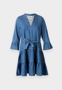 ONLSEVIGNY V NECK FRILL BELT DRESS  - Dongerikjole - medium blue denim