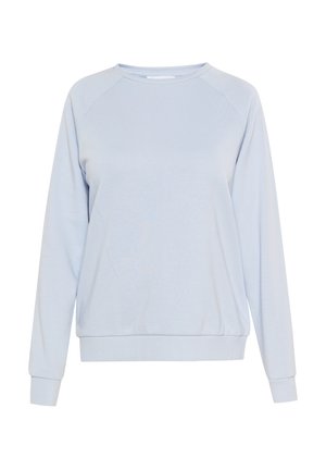 Lichtblauwe sweatshirt, gemaakt van zachte stof, heeft lange raglanmouwen, ribgebreide manchetten en zoom, met een relaxed fit en minimale details.