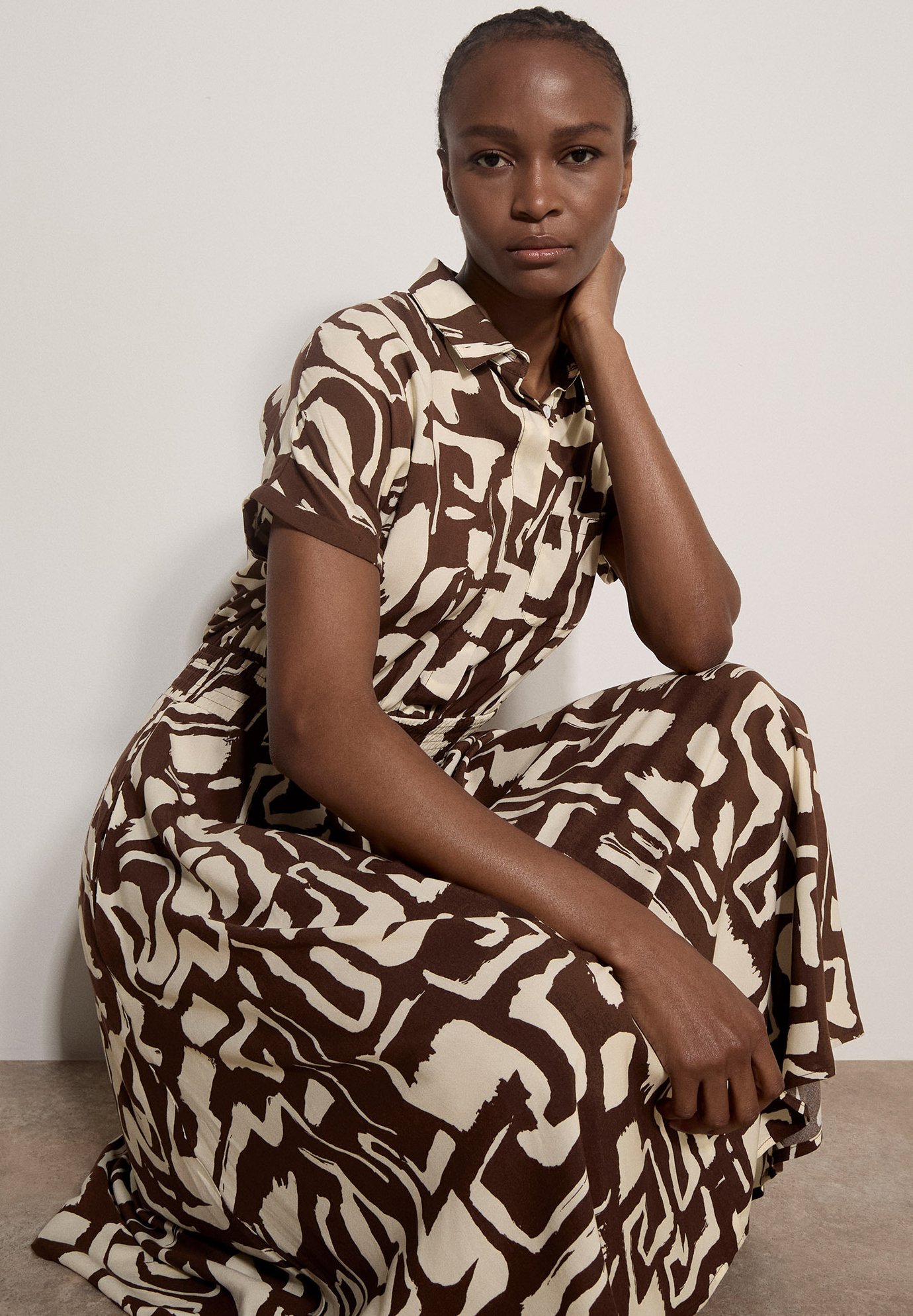 Apricot APRICOT GEO GRECIAN SHIRT MIDI DRESS - Shirt dress - brown