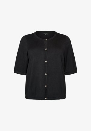 Zizzi, STRICKJACKE MIT HERZKNÖPFEN UND KURZEN ÄRMELN - Ζακέτα - schwarz