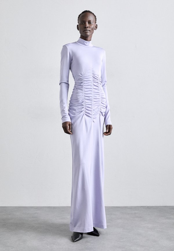 HIGH NECK RUCHE DRESS - Strickkleid - hyacinth