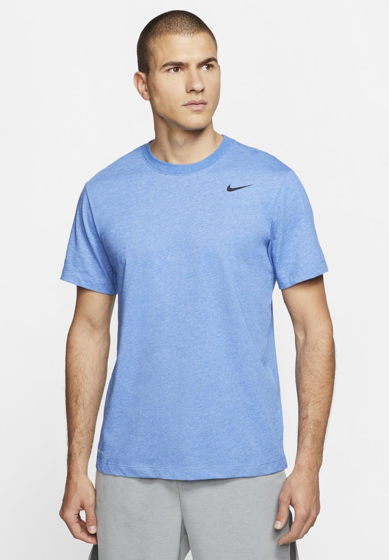 Nike Performance CREW SOLID - T-shirt desportiva - light game royal heather/black