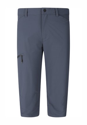 Pantalon raccourci pour homme de couleur gris foncé avec passants pour ceinture et une poche zippée sur la cuisse gauche, fabriqué en tissu lisse et résistant.