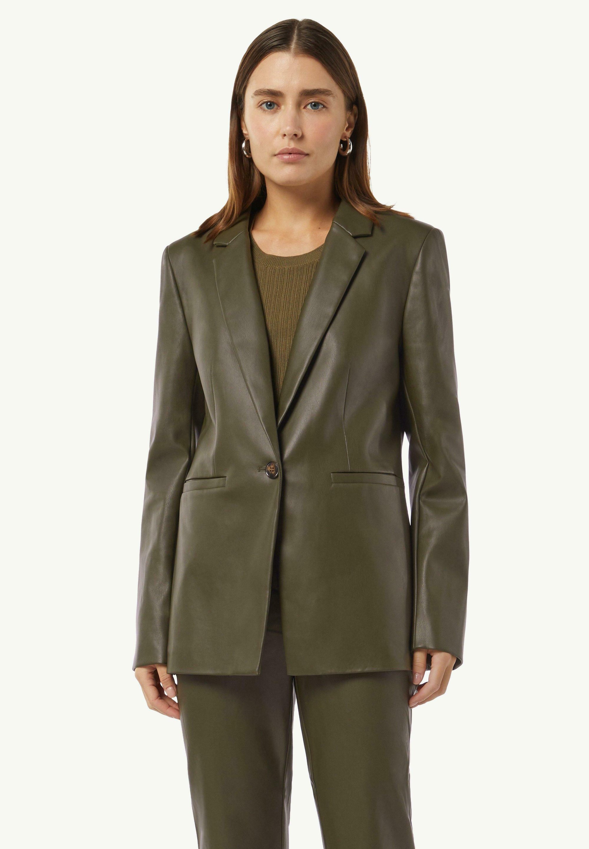 comma casual identity Faux leather jacket - olivgrn/olive - Zalando