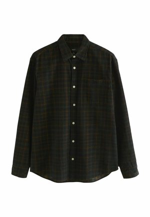 Mustard- ja rohelise ruudulise flanellist särk, pikad varrukad, nööbid, üks rinna-tasku, pehme tekstuur, valged nööbid, ümar alläär.