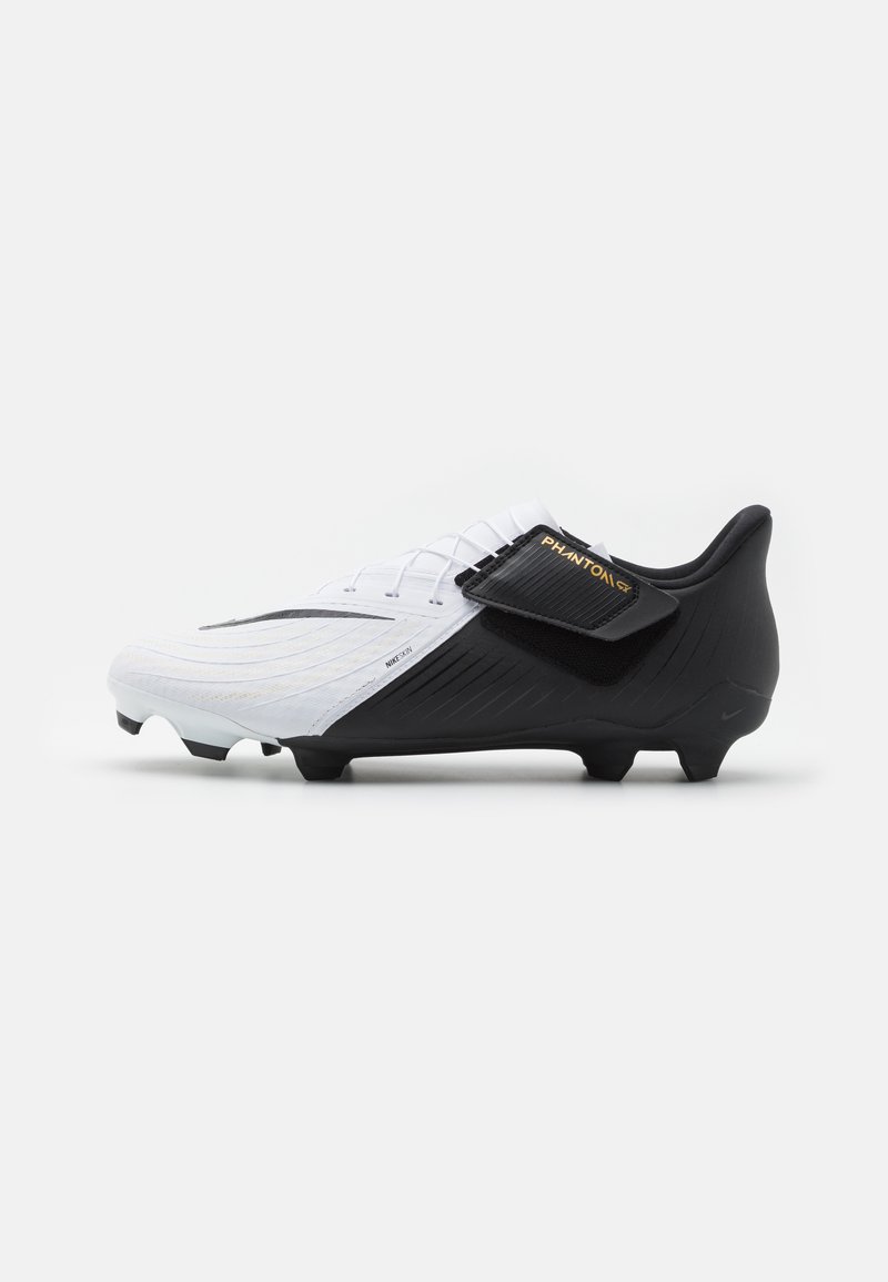 Nike Performance PHANTOM GX 2 ACADEMY EASYON FG/MG - Kemény talajra készült futballcipő - white/black/metallic gold coin