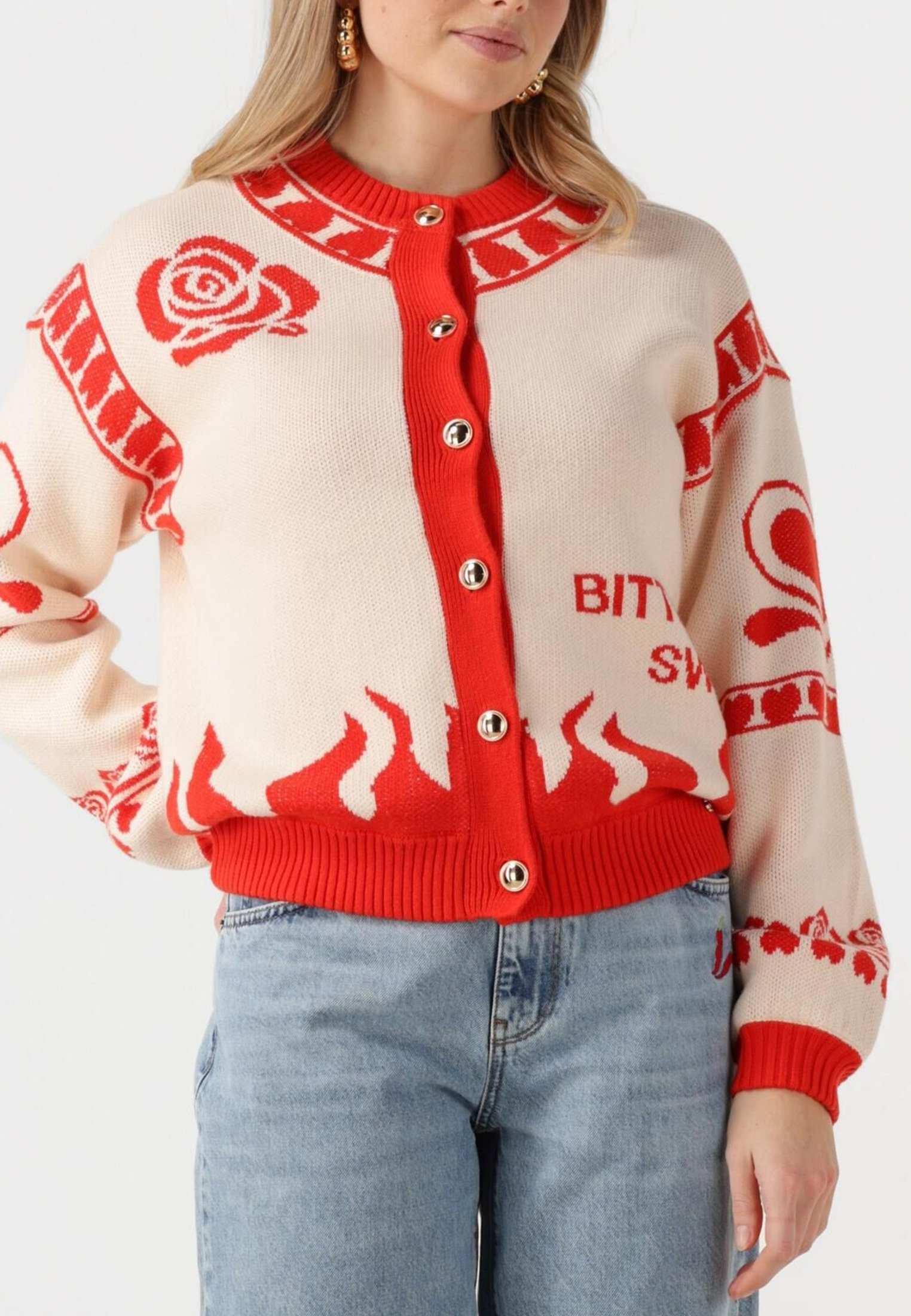 HARPER YVE JAZZ-CA Strickjacke ecru spicy red/rot Zalando