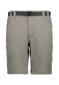 Lysgrå herreshorts med bælte, to sidelommer og diskret logo-detail. Fremstillet af et glat, åndbart materiale.