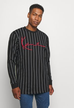 SIGNATURE PINSTRIPE - Long sleeved top - black