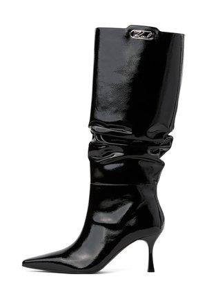 KARL LAGERFELD, KLARICE SLOUCH HIGH - Ботуши - black textured lthr