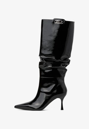 KARL LAGERFELD, KLARICE SLOUCH HIGH - Ботуши - black textured lthr