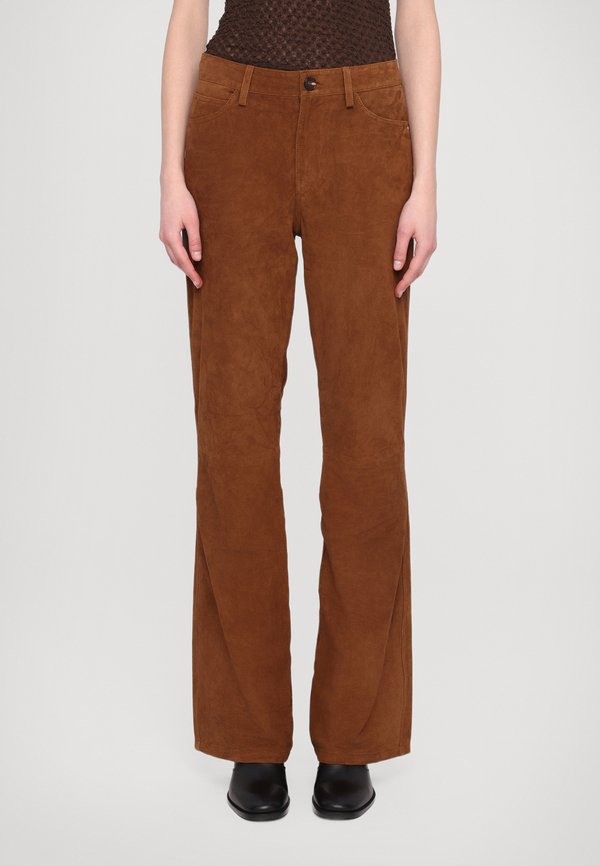PISTOL  - Leather trousers - cognac