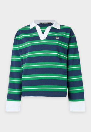 KARL LAGERFELD, IKON RUGBY STRIPE - Μπλούζα με μακριά μανίκια - fern green/navy