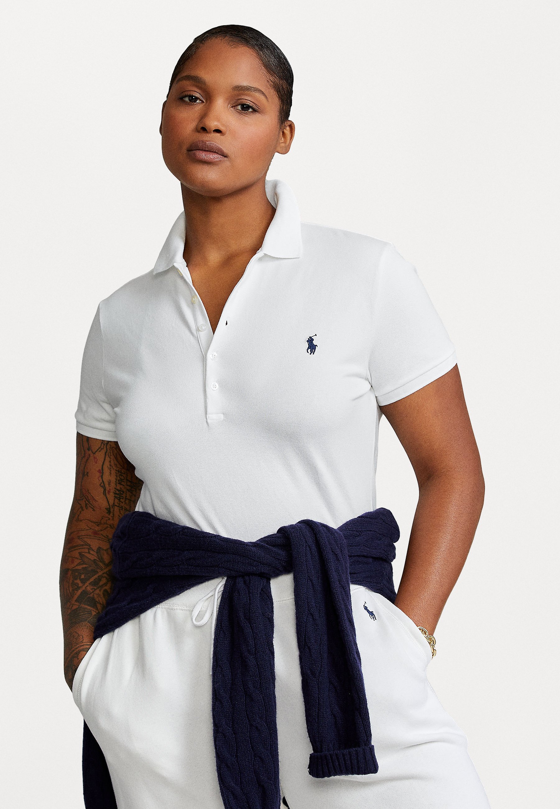short sleeve polo shirt white