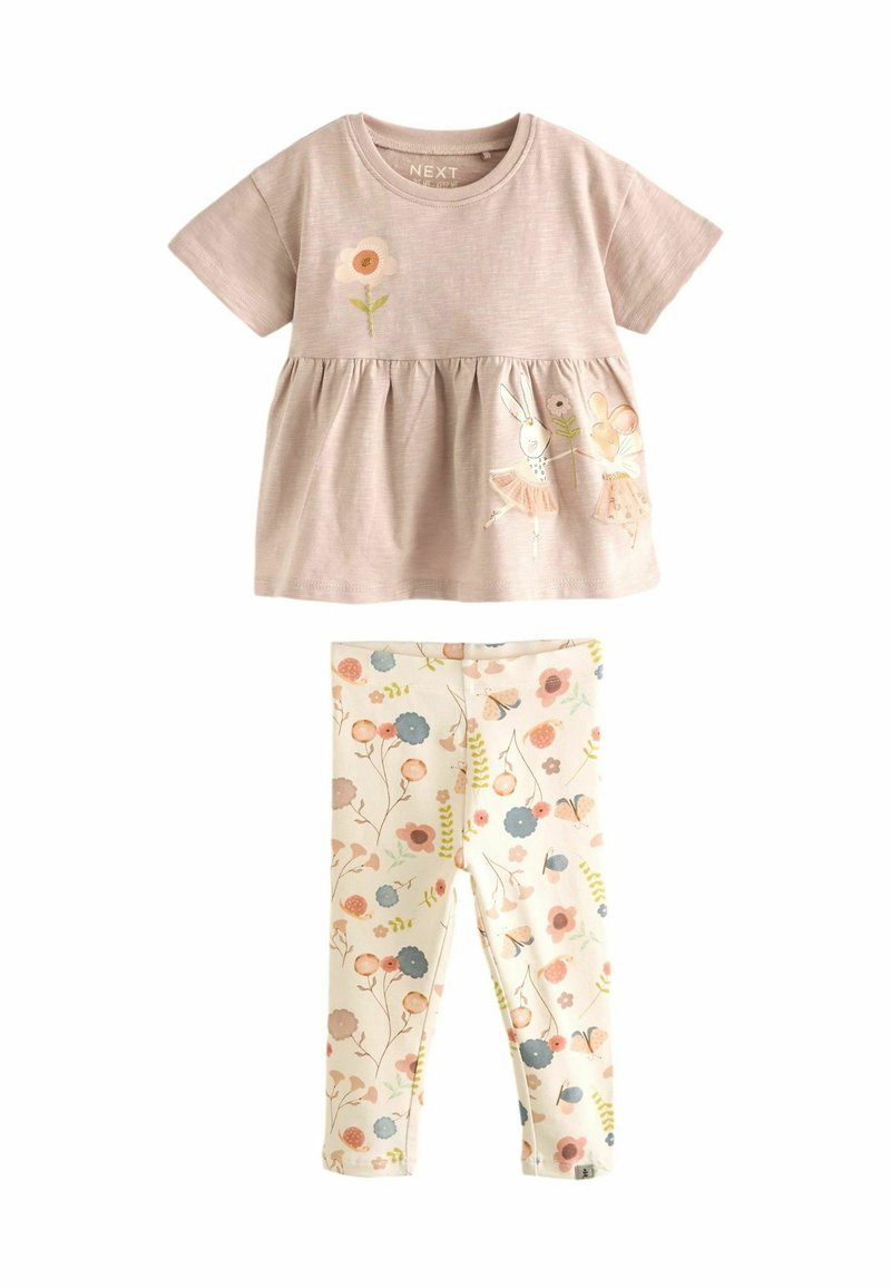 Next SHORT SLEEVE PEPLUM SET - REGULAR FIT - Leggings - pink pretty mouse