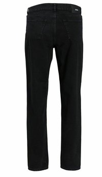 Μαύρα τζιν παντελόνια με ίσια γραμμή, που διαθέτουν κανονική μέση, πίσω τσέπες και ετικέτα στη μέση.