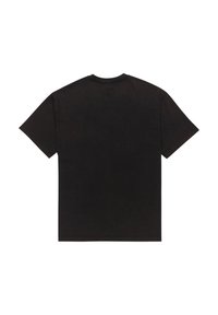 Sort bomulds t-shirt med korte ærmer, rund halsudskæring og et minimalistisk design; bagsiden viser en ensartet tekstur uden logoer.