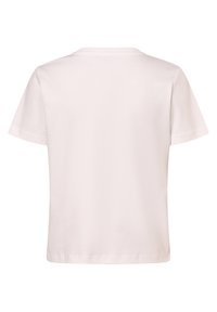 Korte mouwen t-shirt in lichtroze, gemaakt van zachte katoen. Beschikt over een klassieke ronde hals en een eenvoudige, gladde textuur zonder zichtbare patronen.