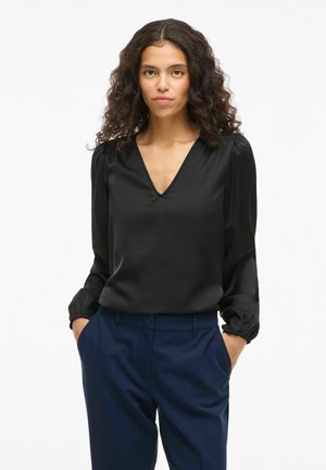 VIELLETTE SMOCK - Langarmshirt - black
