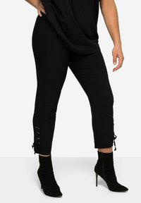 MIAMODA SLIM FIT WITH LACING ON THE HEMS - Bukser - black