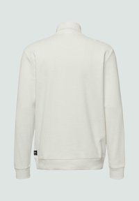 Lichtgrijze, lange mouwen pullover sweatshirt met een hoge kraag, textuurstof en geribde manchetten, voorzien van een klein logotag aan de onderzijde.