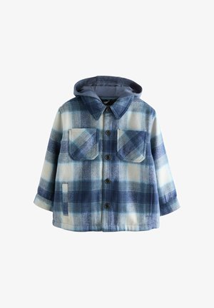 Next, REGULAR FIT - BORG LINED HOODED CHECK - Cappotto corto - navy blue