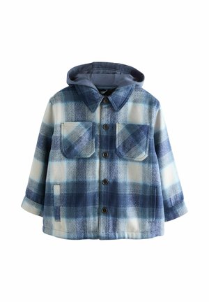 REGULAR FIT - BORG LINED HOODED CHECK - Palton scurt - navy blue