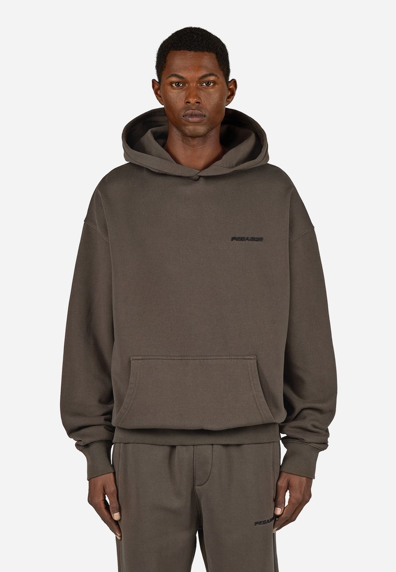 Pegador LOGO  - Mikina s kapucňou - washed walnut brown black